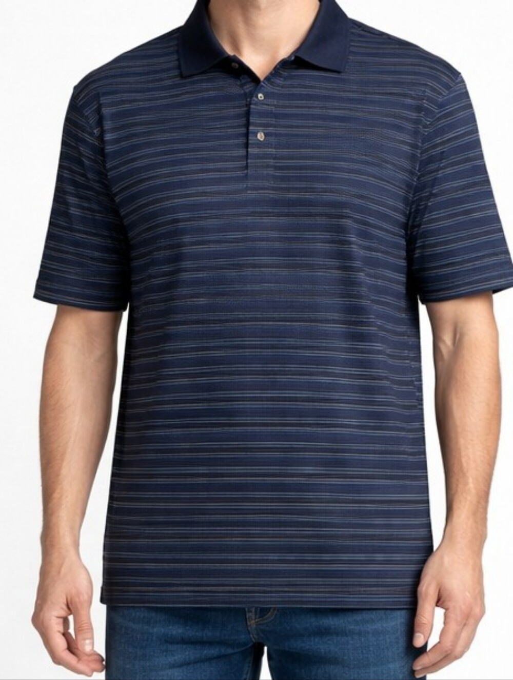 Pebble Beach Mens Golf Polo Performance Large Short Sleeves Striped
